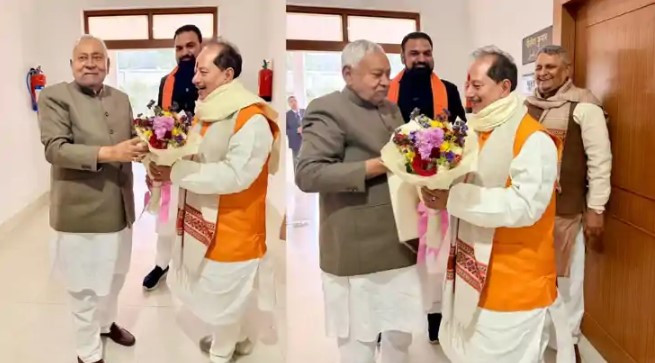 बिहार में सुबह-सुबह सियासी हलचल: उपमुख्यमंत्री विजय कुमार चौधरी के आवास पर अचानक पहुंचे नीतीश कुमार, औचक दौरे से सब हैरान