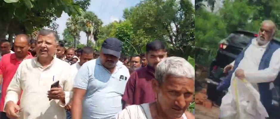 नालंदा में मंत्री-विधायक पर ग्रामिणों का हमला, दौड़कर बचाई जान