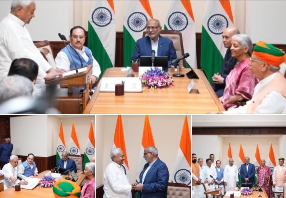 राज्यसभा शपथ ग्रहण: नीतीश कुमार, हरिवंश सिंह और पार्थ पवार ने ली उच्च सदन की सदस्यता