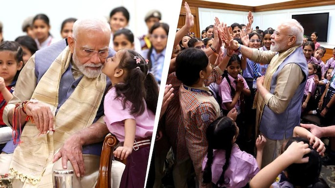 पीएम मोदी और सीएम योगी ने बच्चों संग मनाया रक्षाबंधन, कलाई पर सजा रक्षा सूत्र
