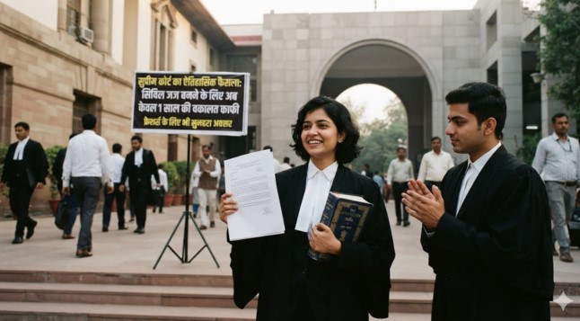 न्यायिक परीक्षा नियमों में बदलाव: SC ने 3 साल की प्रैक्टिस घटाकर 1 साल की