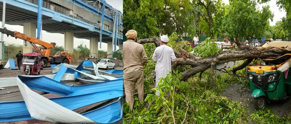 दिल्ली-एनसीआर में बारिश, अशोक नगर मेट्रो स्टेशन का शेड उड़ा; नोएडा में तेज हवाओं से पेड़ उखड़े